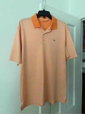 The Southern Shirt Company Orange & White Striped Polo